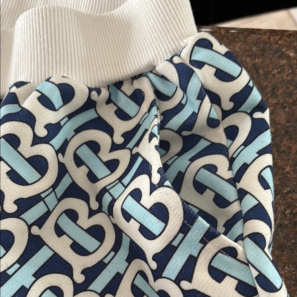 Burberry Boys/Girls Casual BLUE WHITE Monogram B Joggers-6/7 - Picture 4 of 16